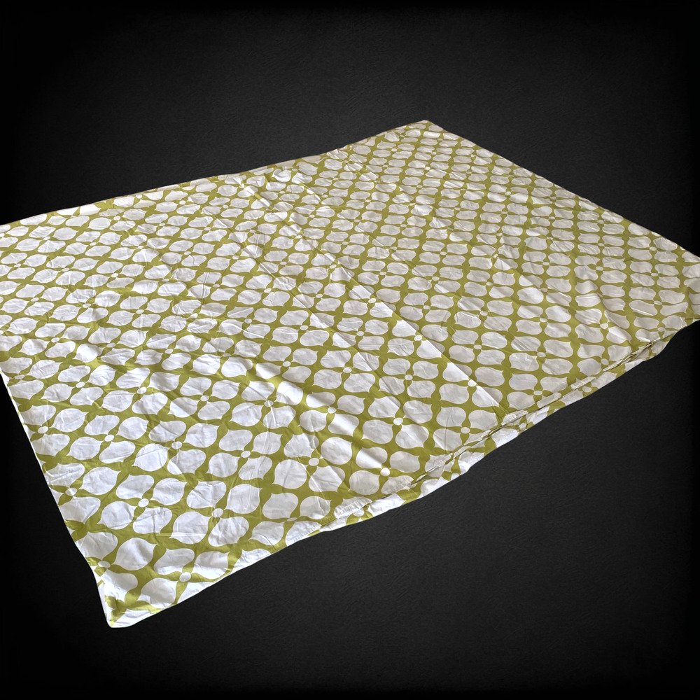 Vtg Y2K Jonathan Adler King Duvet Cover Set 2 Euro Shams Green White Geometric - Picture 2 of 11